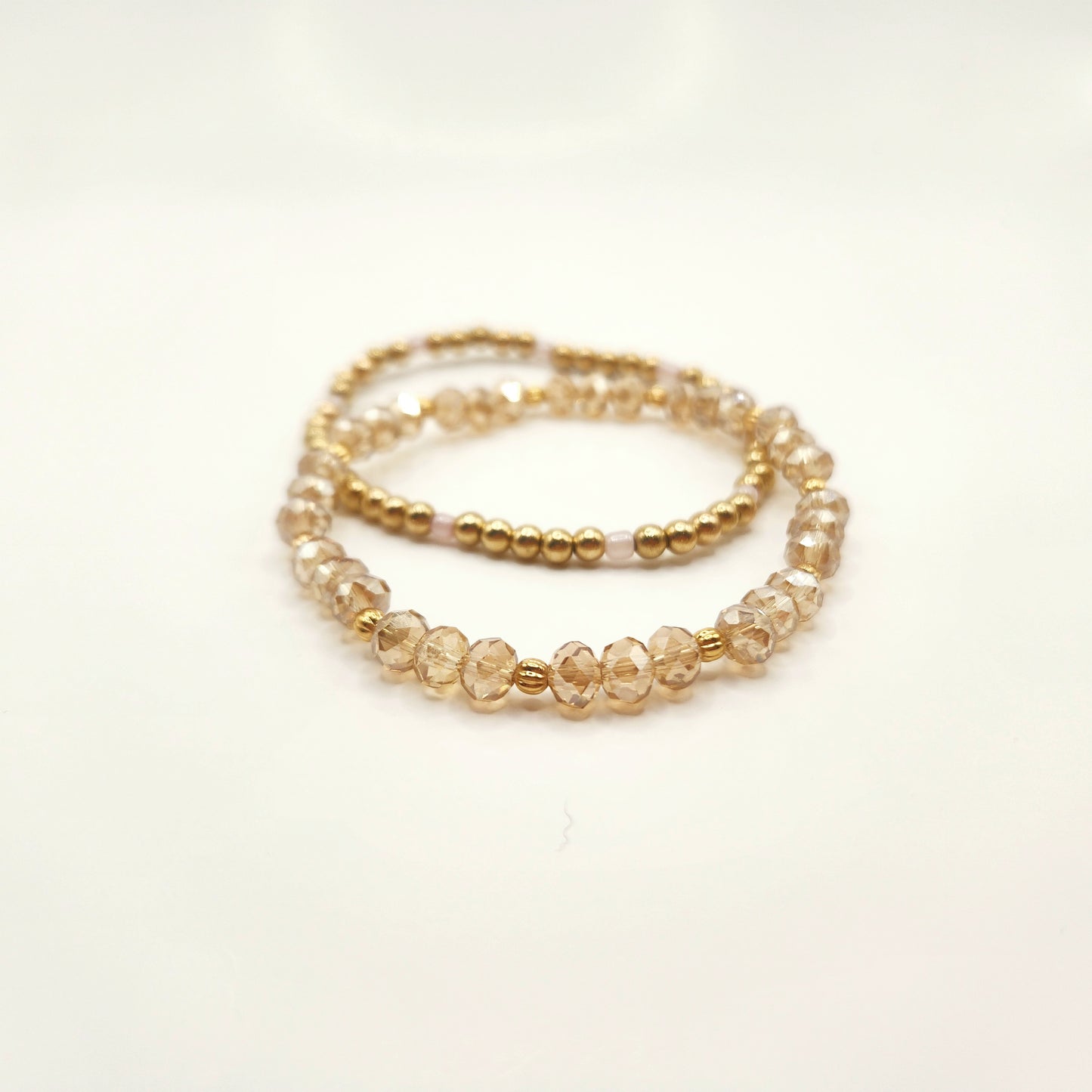 Gold Beaded Bracelet 2pc Set