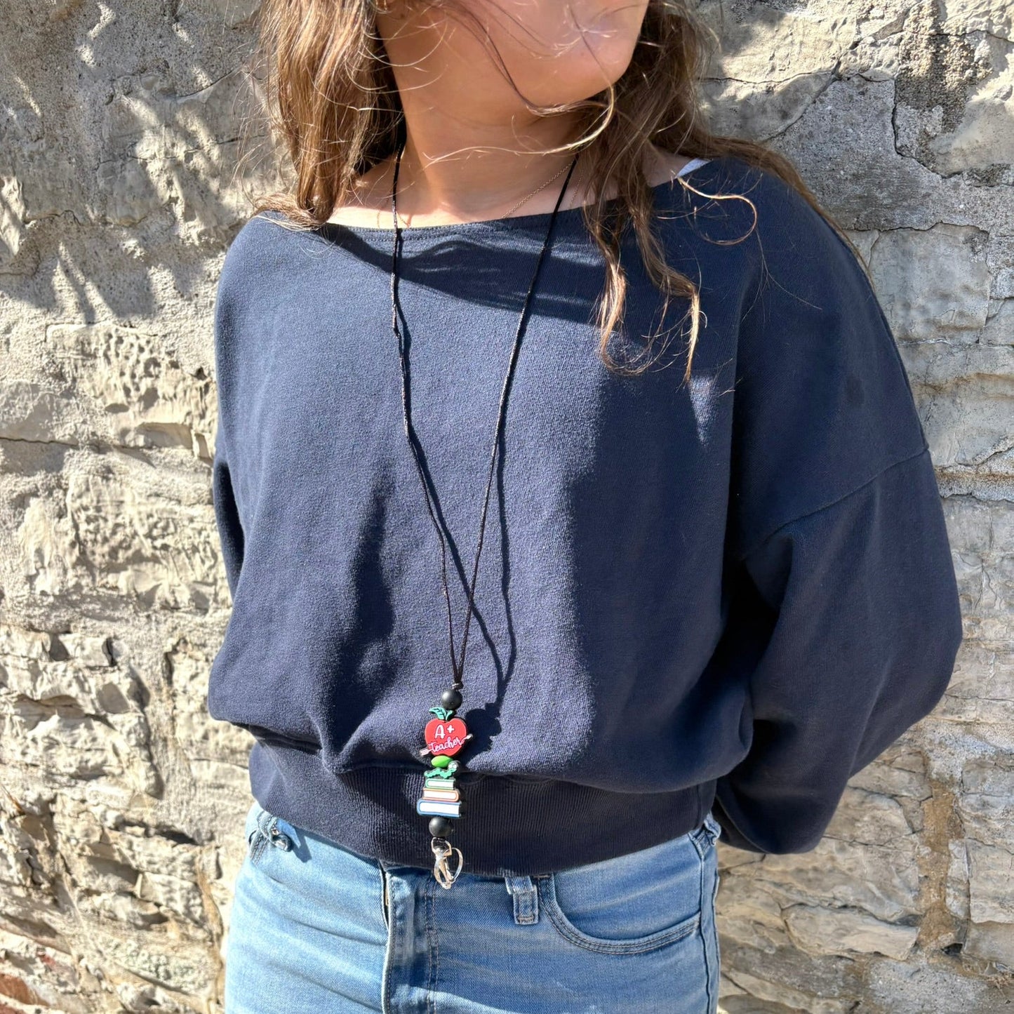 A+ Teacher Silicone Beaded Lanyard