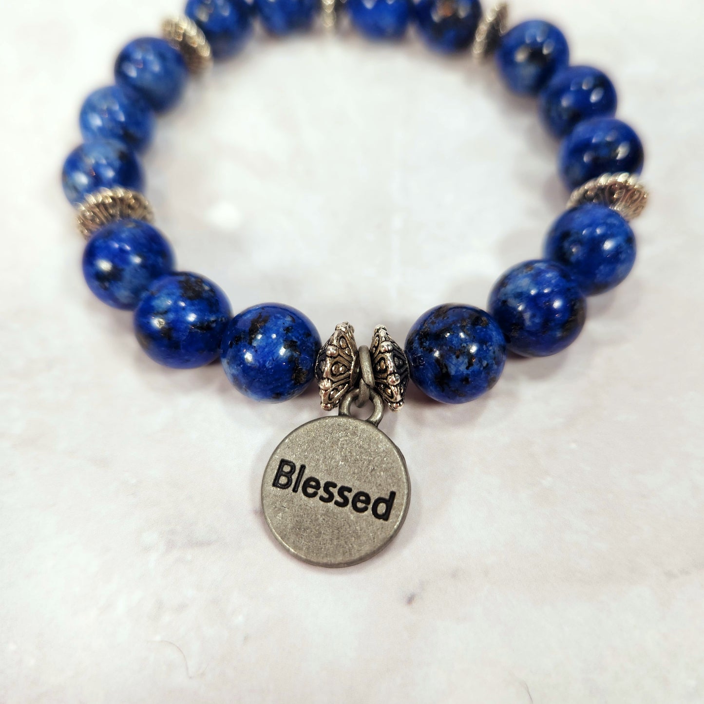 Blessed Positive Message Charm Beaded Bracelet