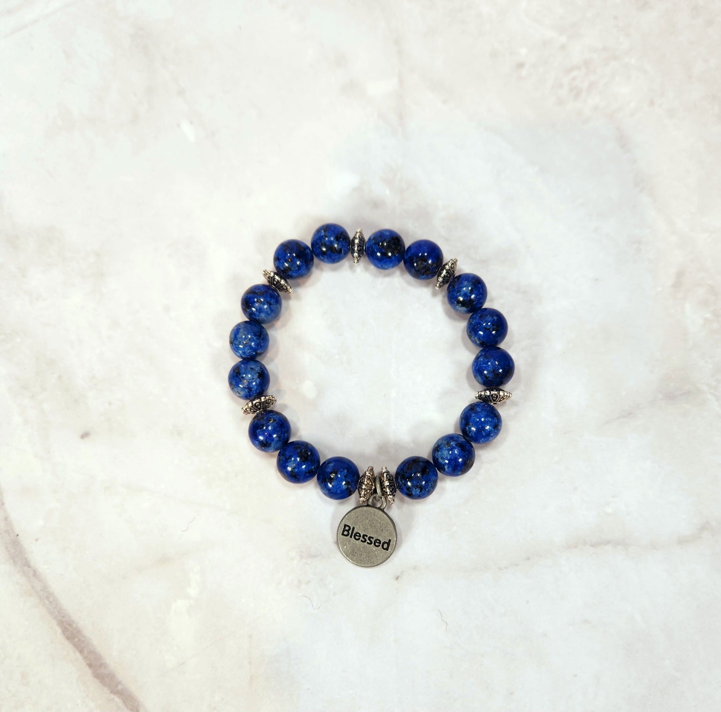 Blessed Positive Message Charm Beaded Bracelet