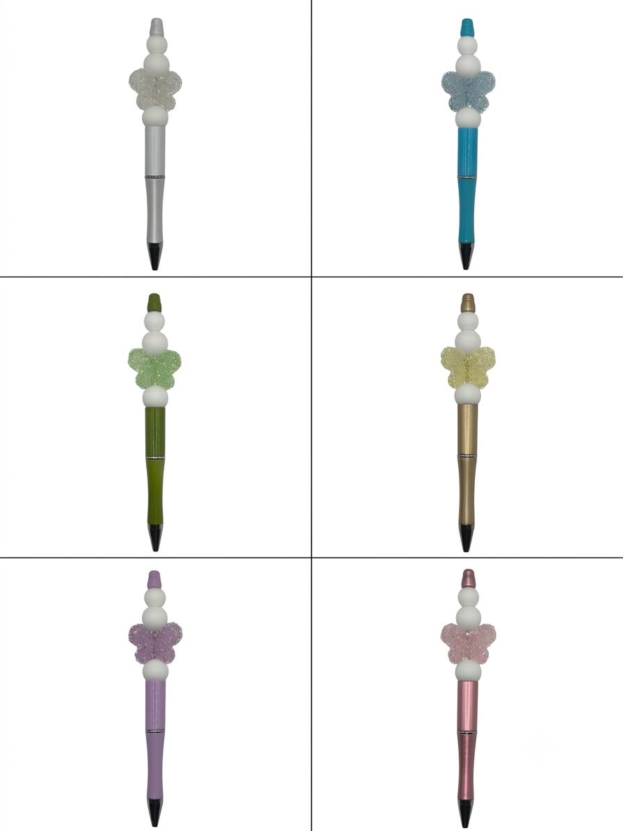 Pastel Butterfly Beaded Pen