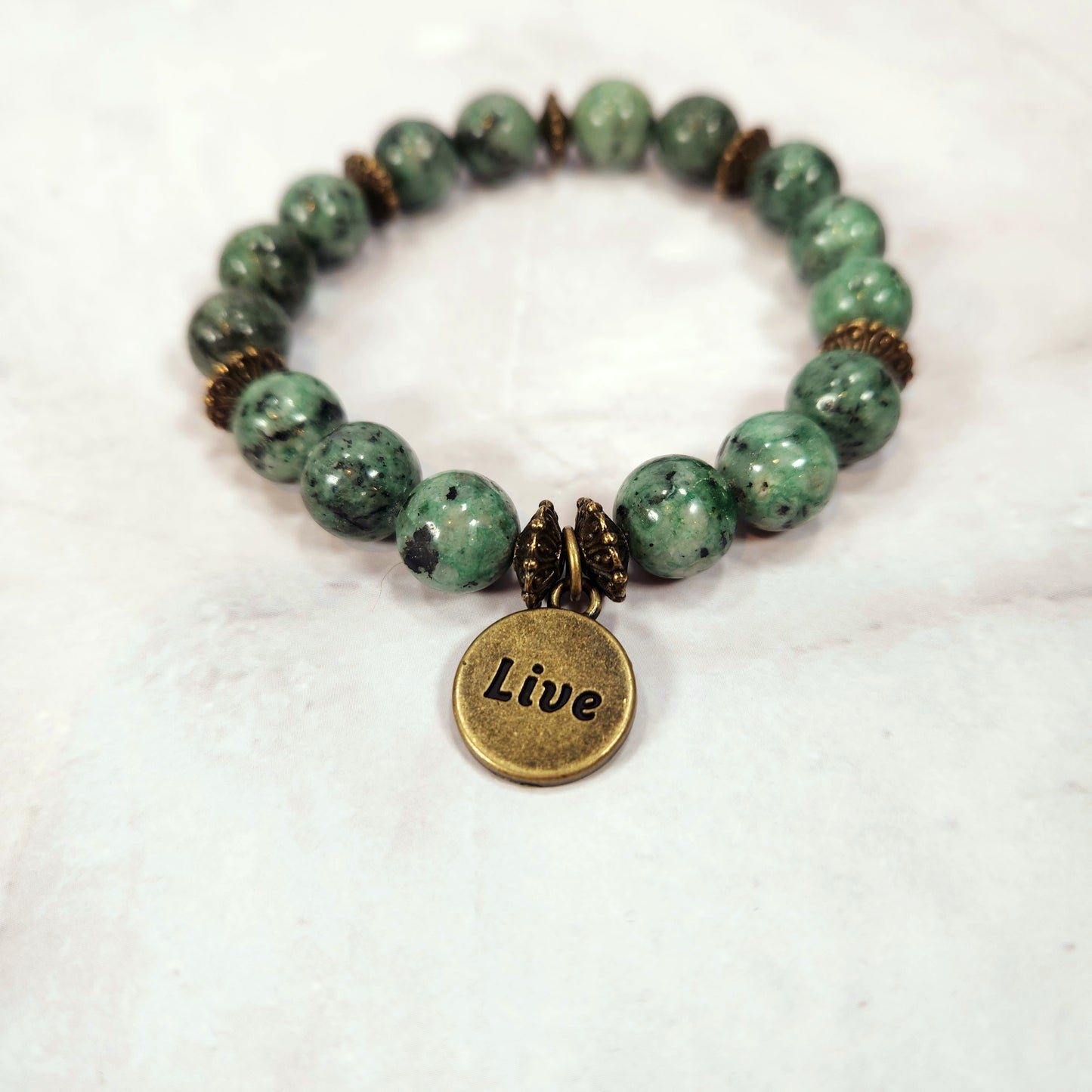 Live Positive Message Charm Beaded Bracelet