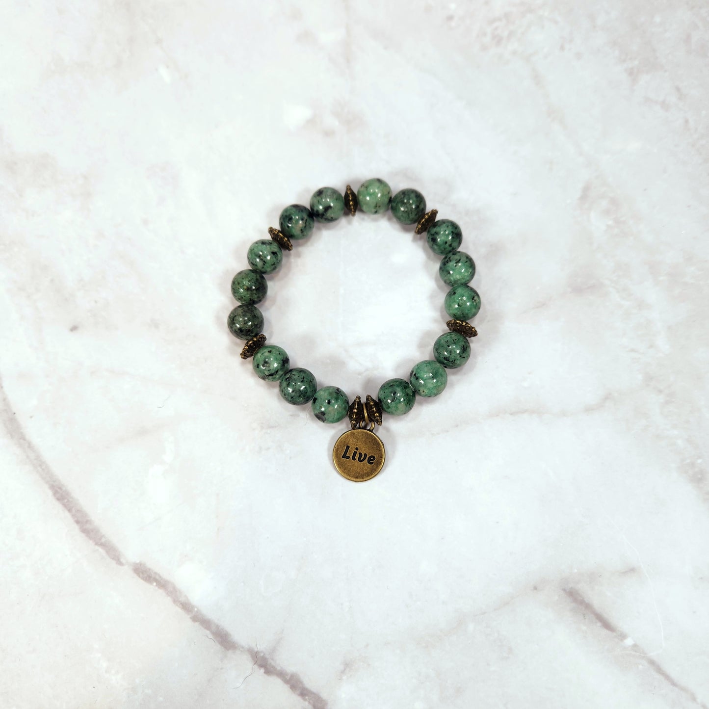 Live Positive Message Charm Beaded Bracelet