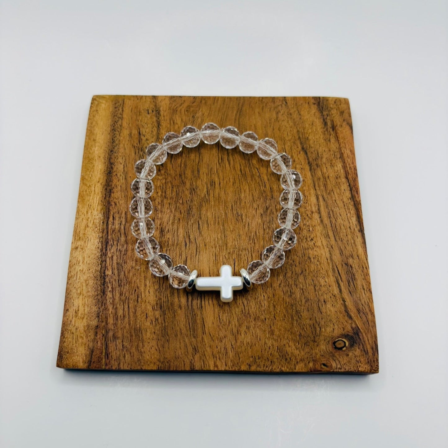 Clear Cross Beaded Bracelet