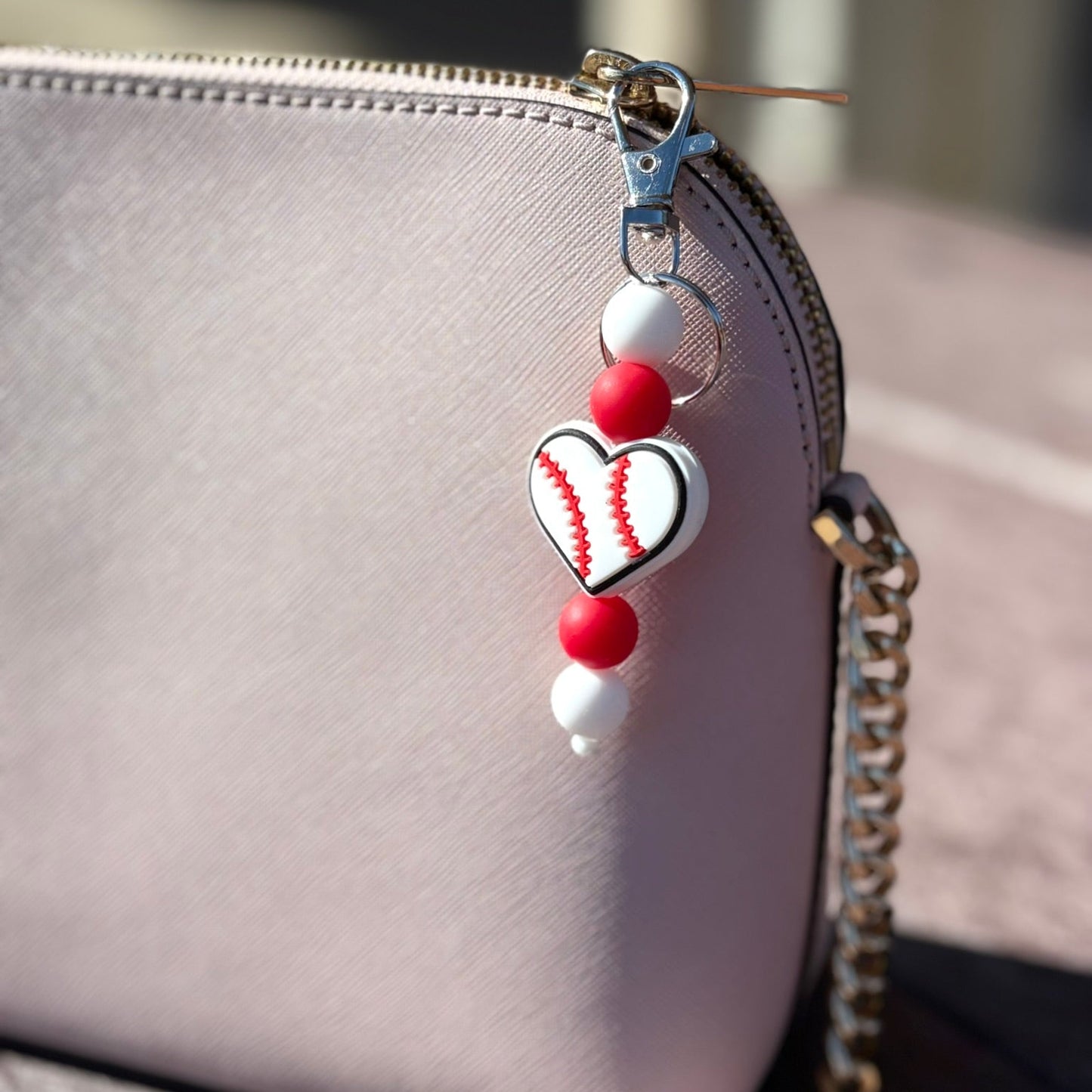 Heart Sports Beaded Keychain