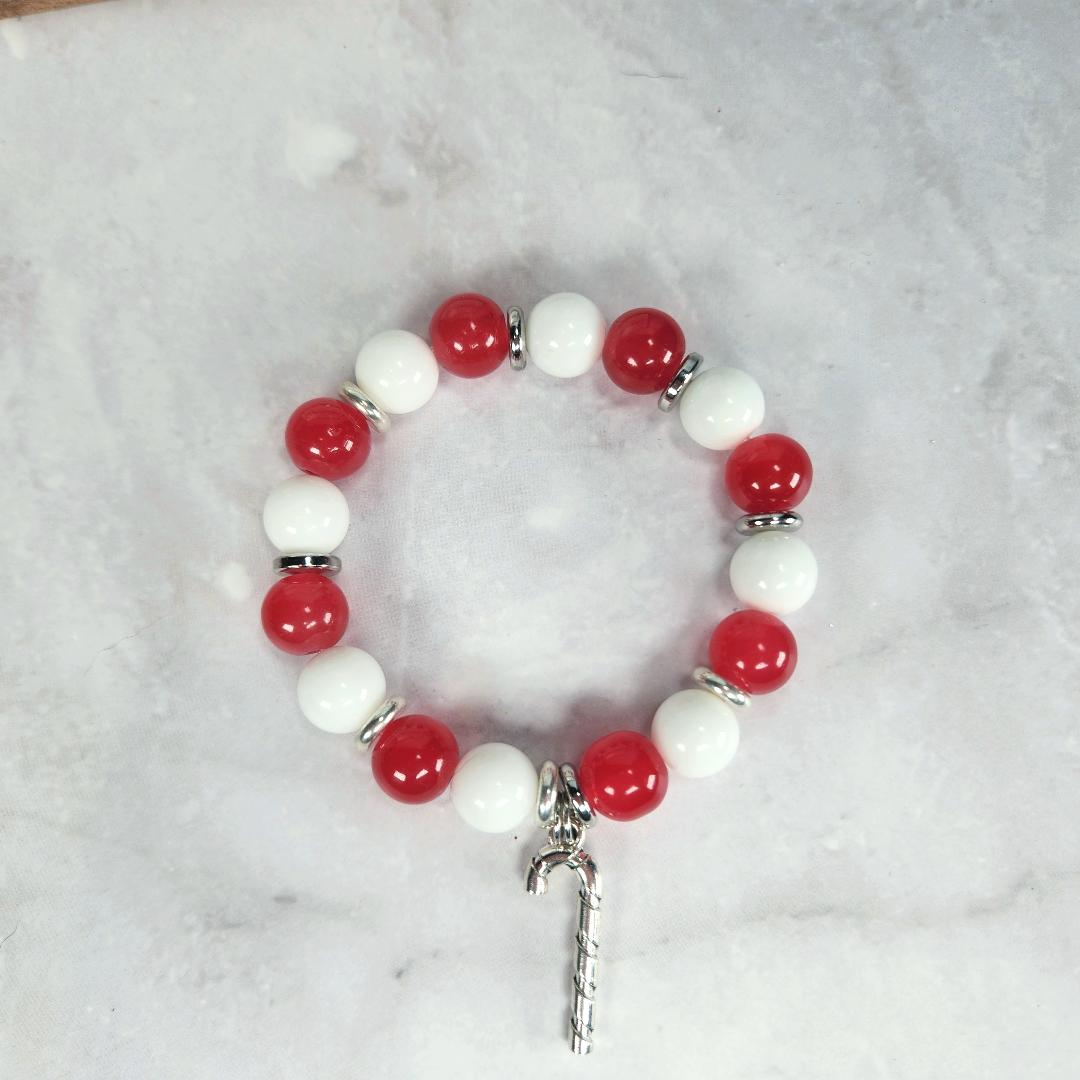 Candy Cane Beaded Bracelet