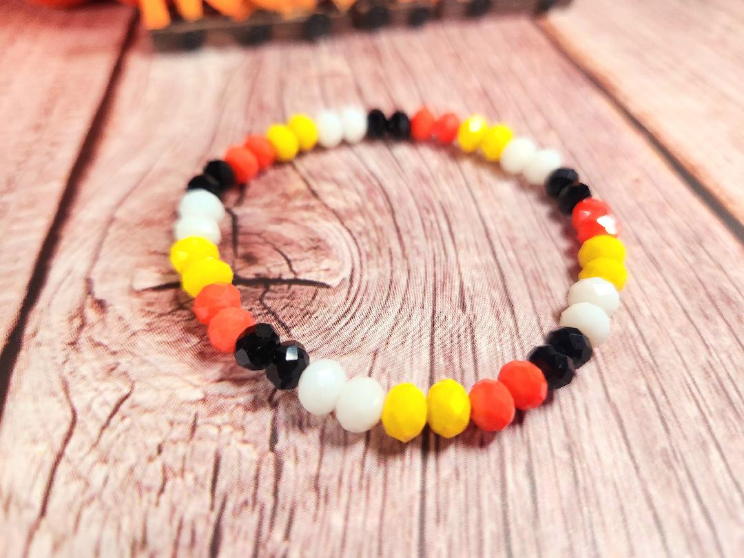 Candy Corn Themed Beaded Bracelet