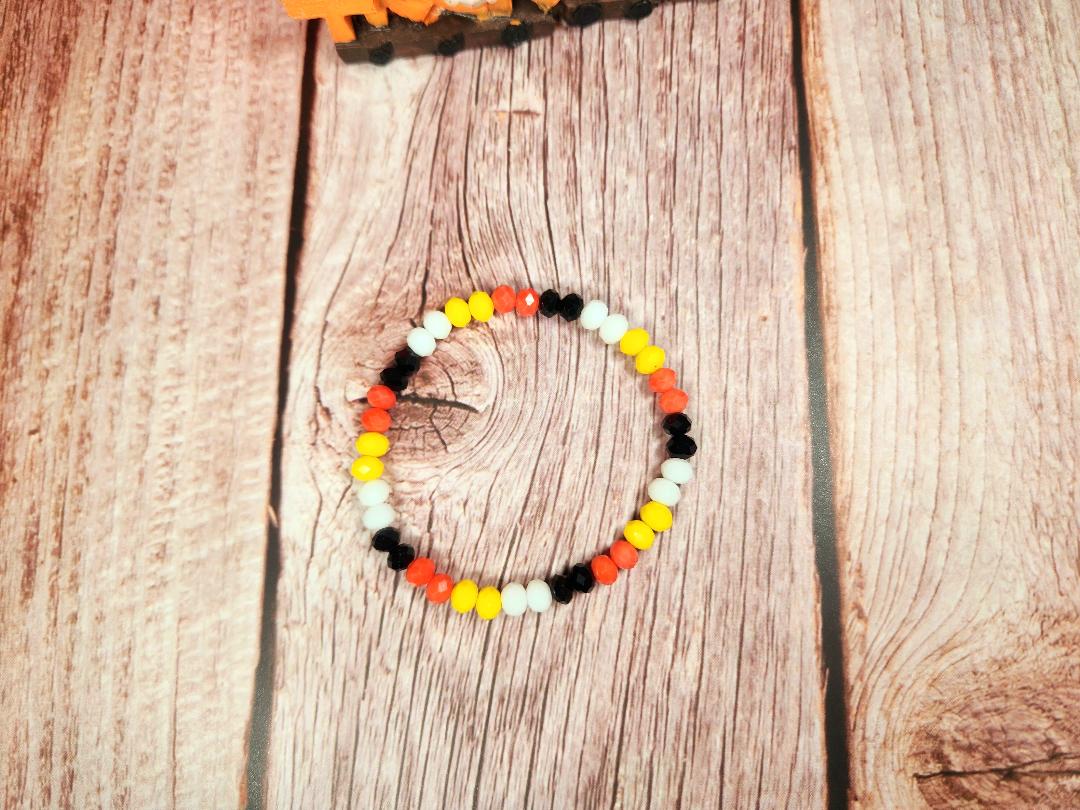 Candy Corn Themed Beaded Bracelet