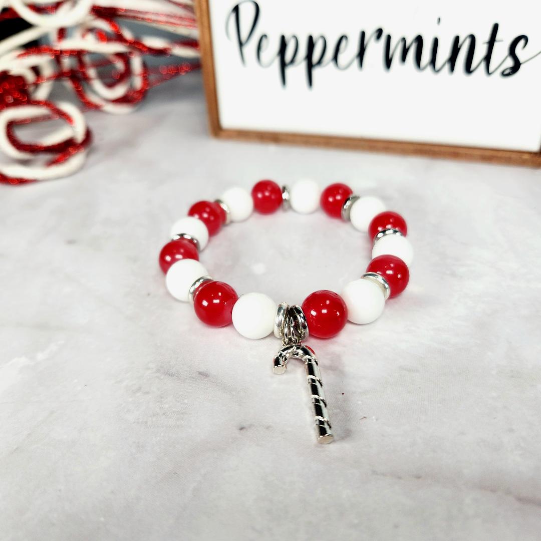 Candy Cane Beaded Bracelet