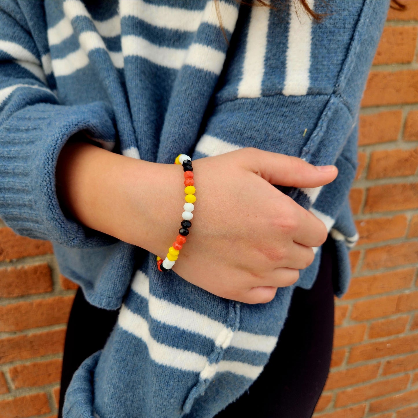 Candy Corn Themed Beaded Bracelet