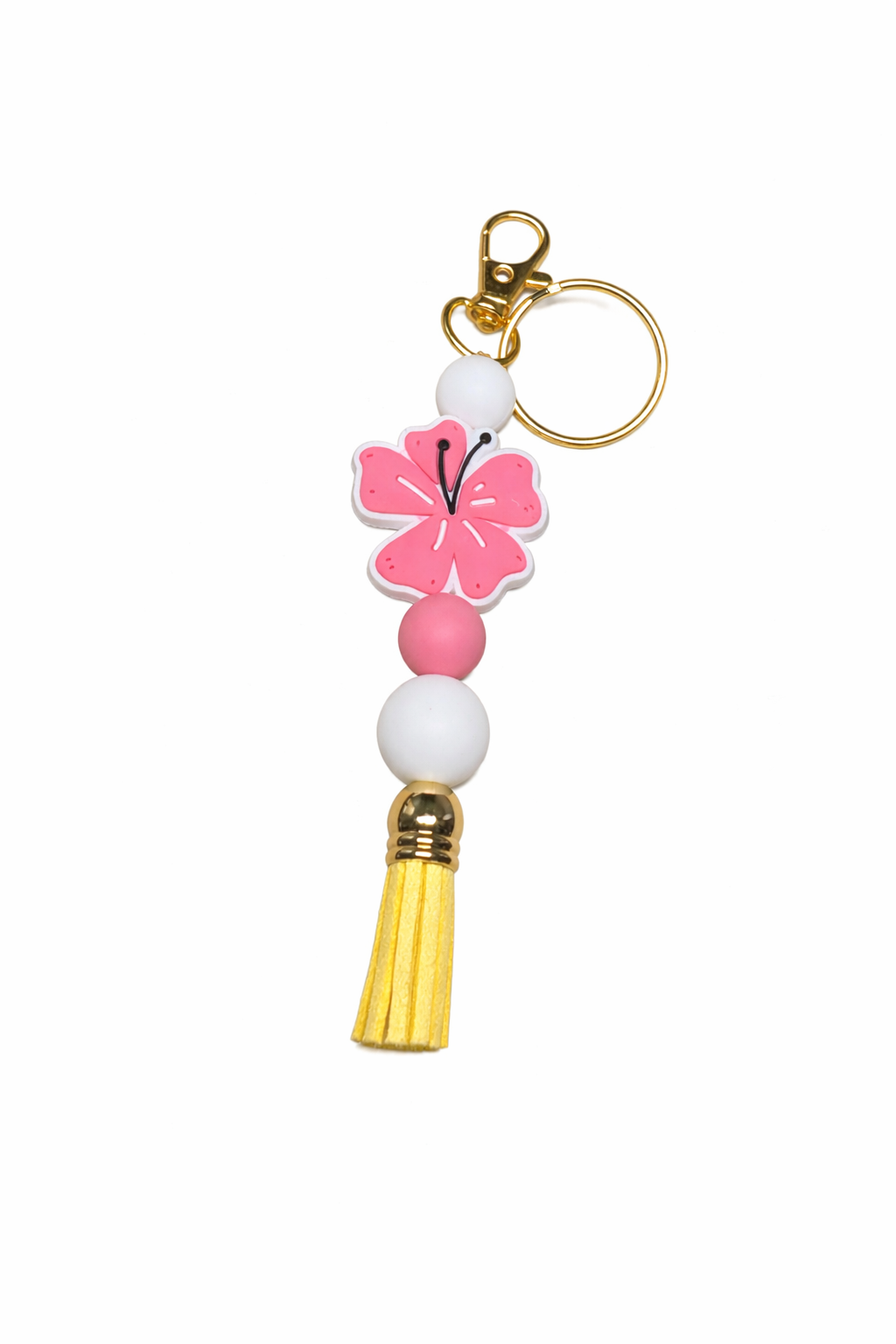 Pink Hibiscus Keychain