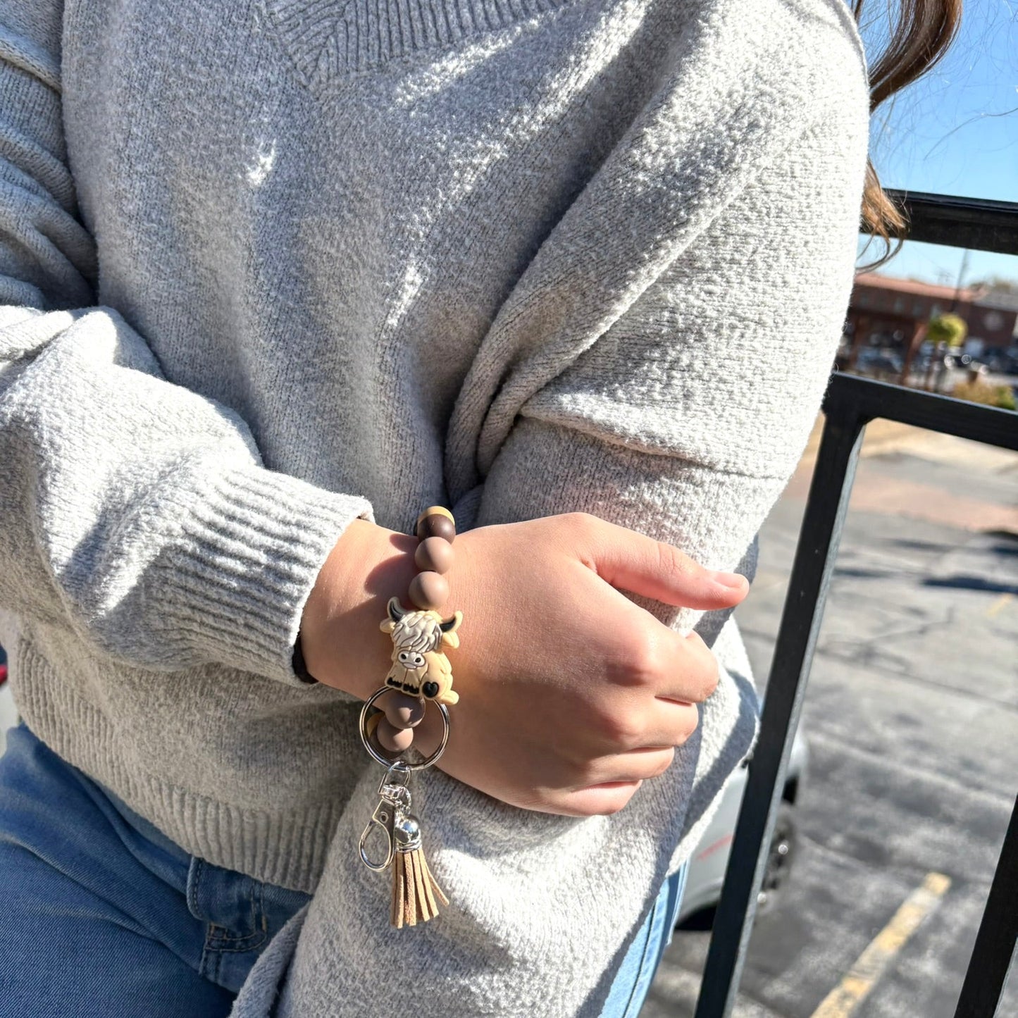 Highland Cow Silicone Beaded Wristlet