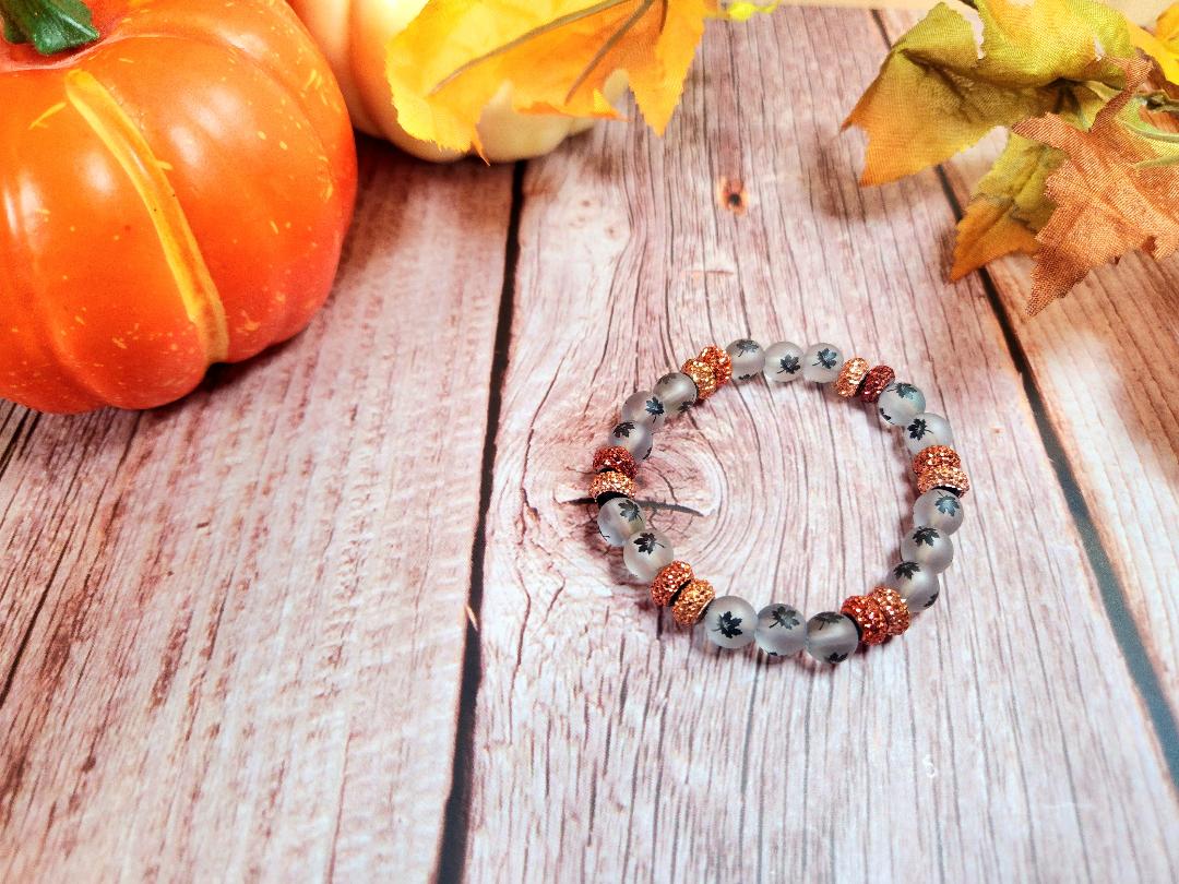 Frosted Harvest Leaf Beaded Bracelet