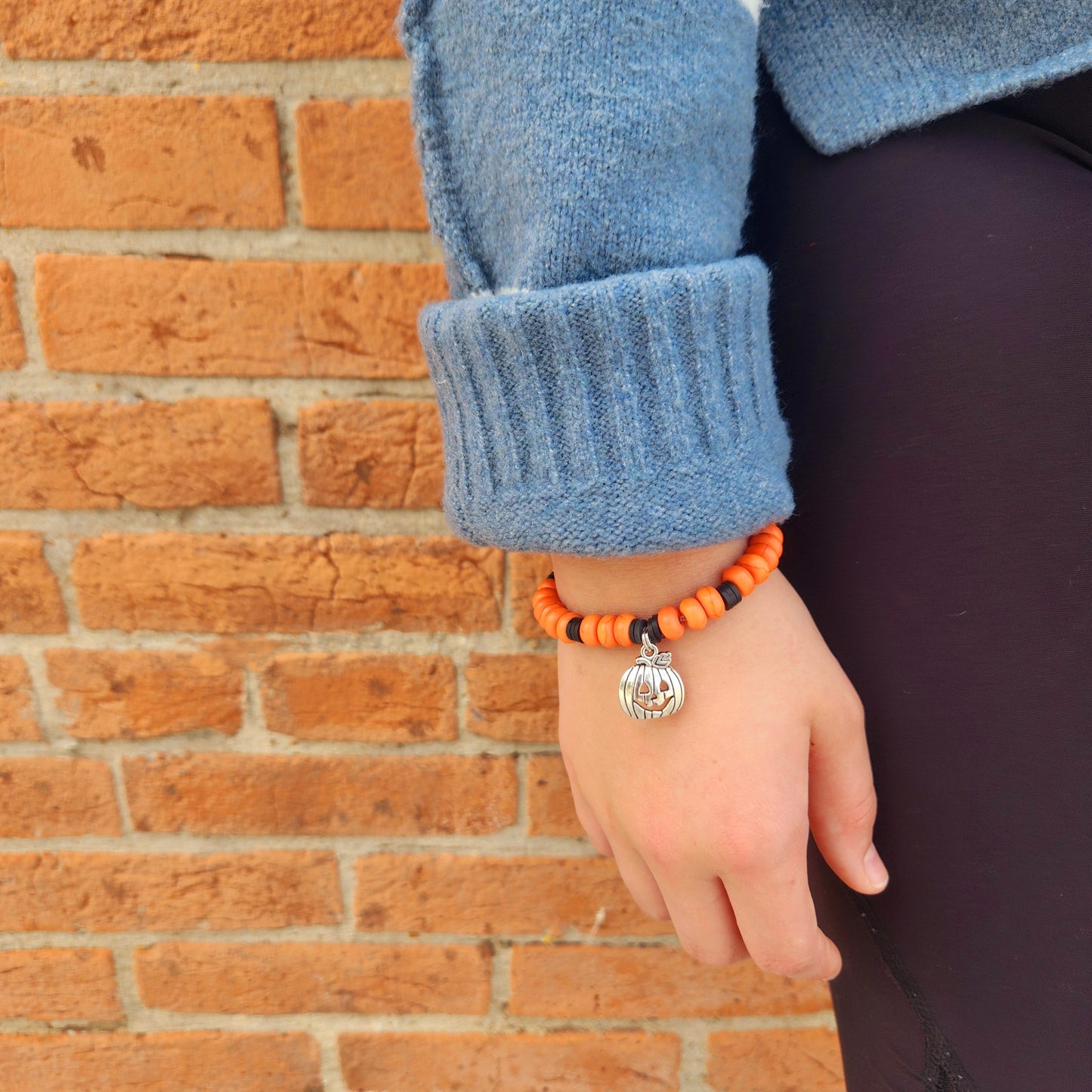 Pumpkin Beaded Charm Bracelet