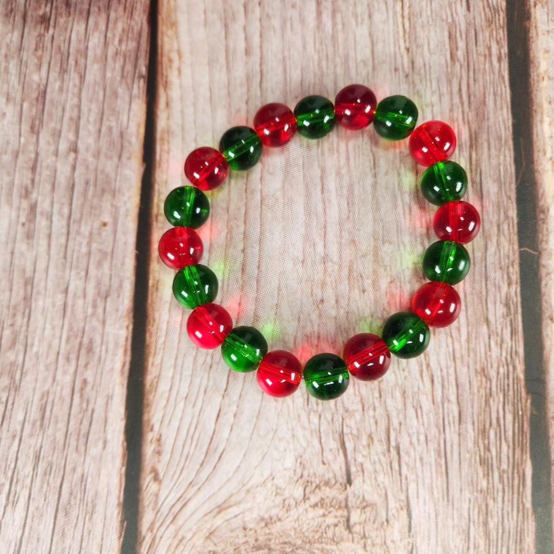 Red and Green Beaded Holiday Bracelet