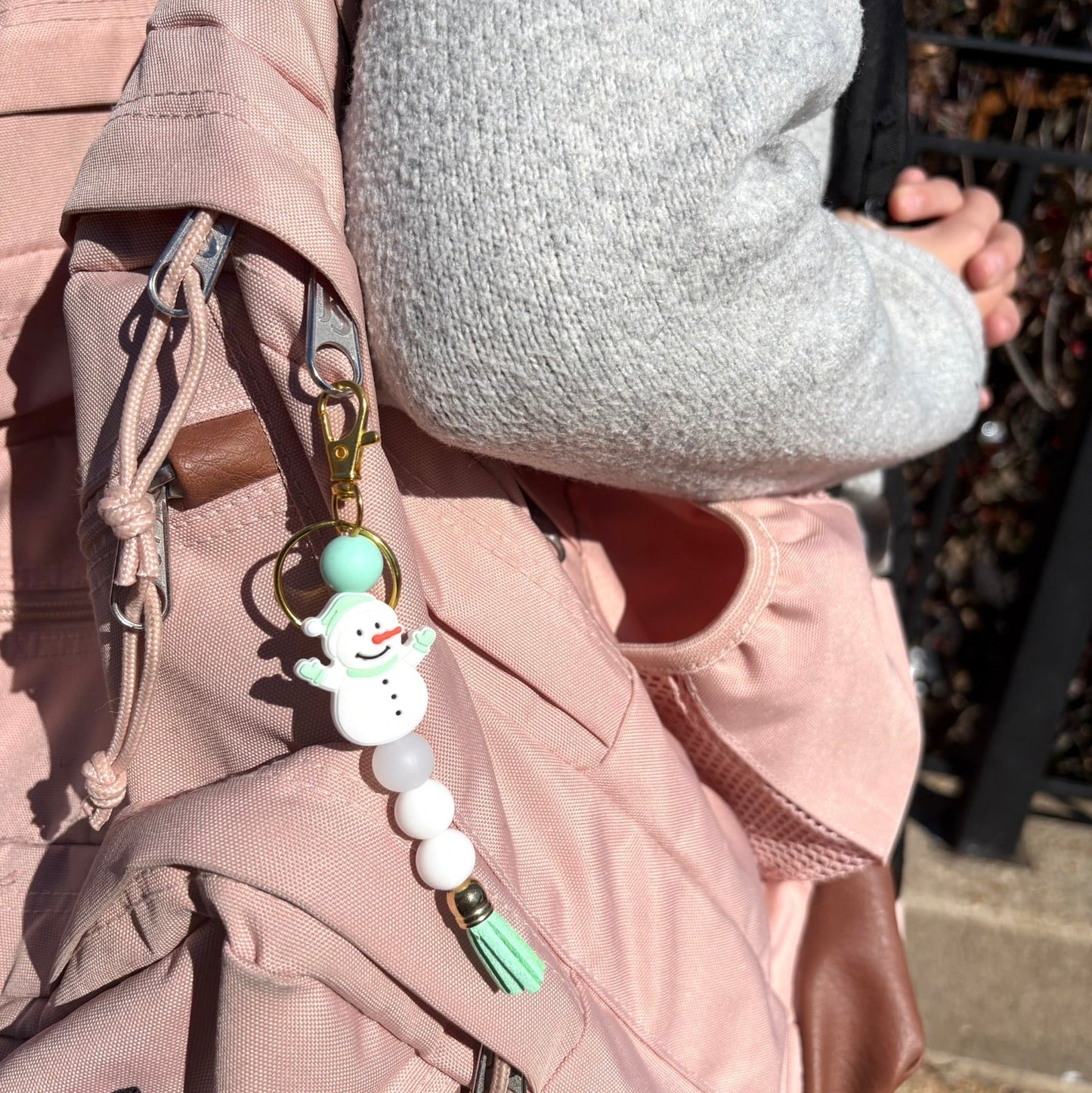 Snowman Silicone Beaded Keychain