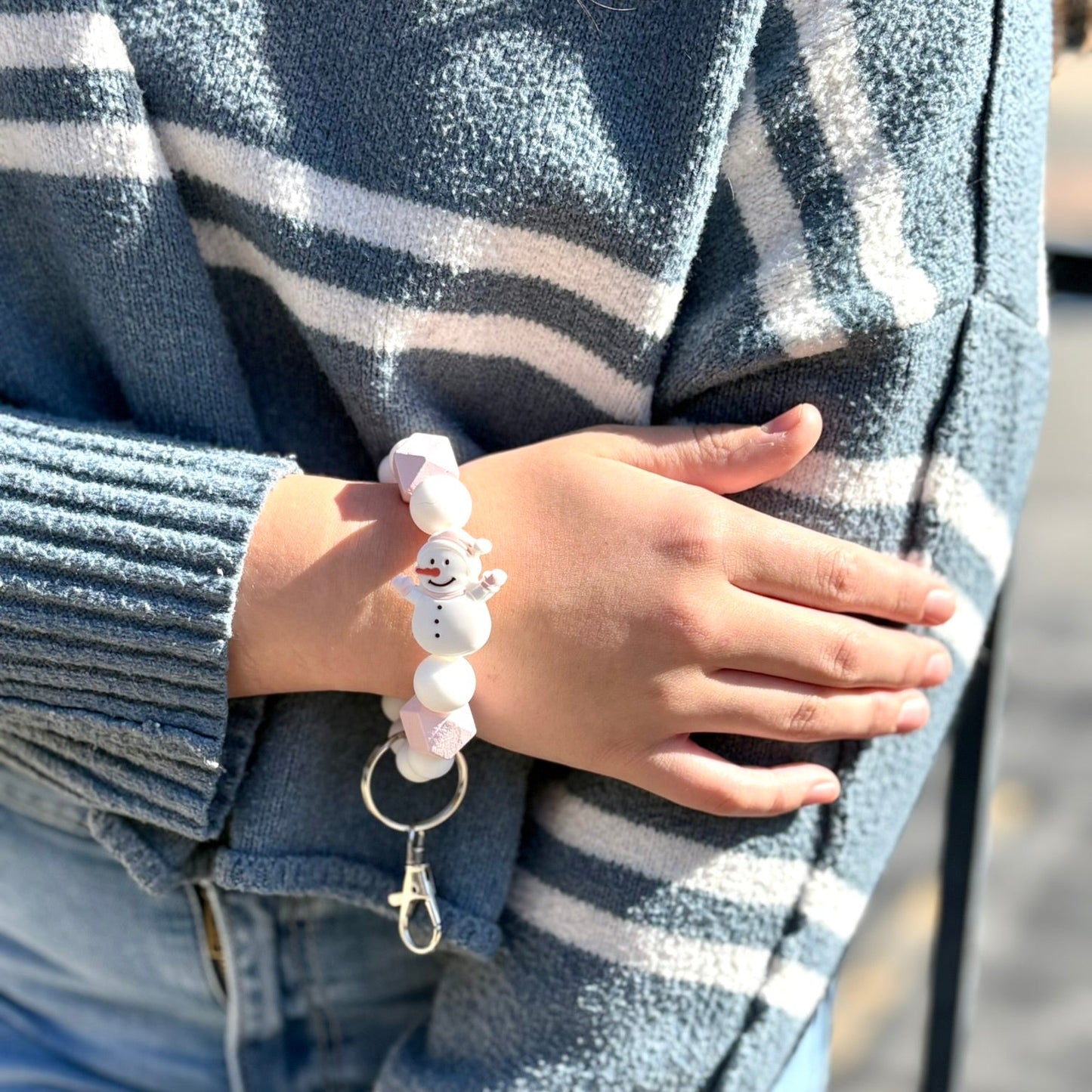 Snowman Silicone Beaded Wristlet