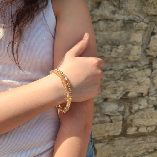Gold Beaded Bracelet 2pc Set