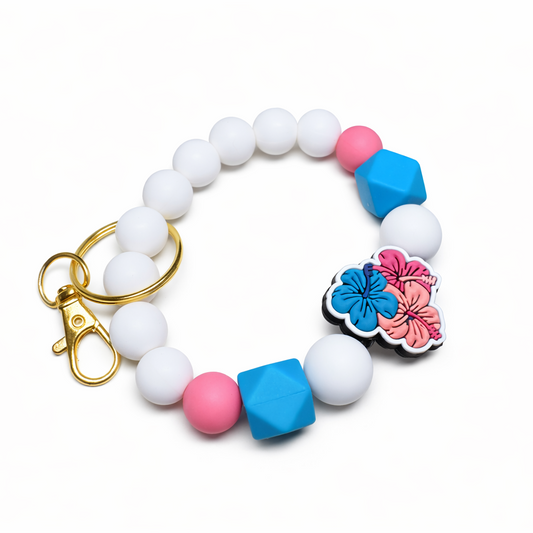 Tropical Hibiscus Silicone Beaded Wristlet