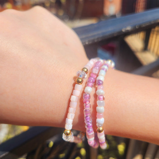 Pink Elegance 3-Piece Beaded Bracelet Set