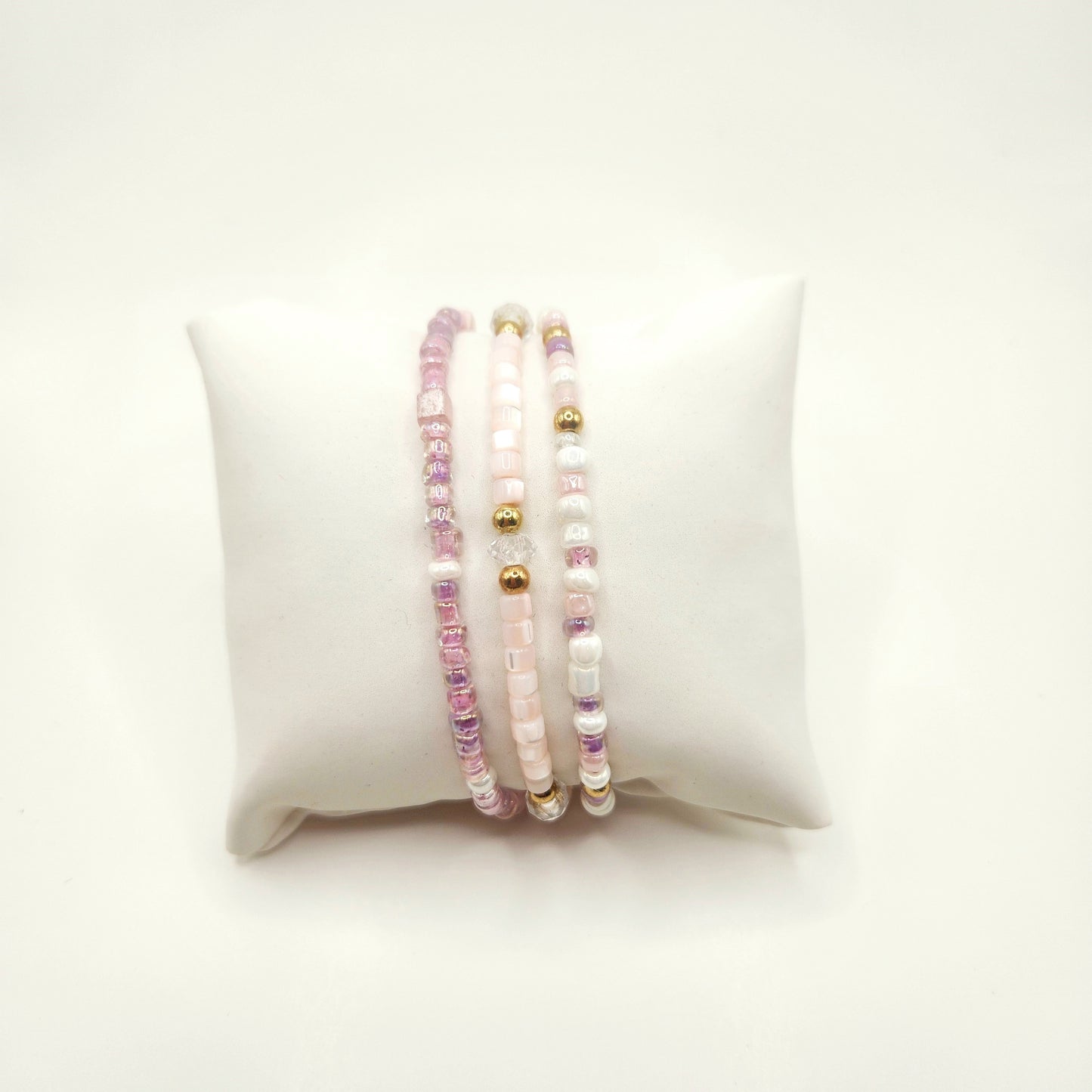 Pink Elegance 3-Piece Beaded Bracelet Set
