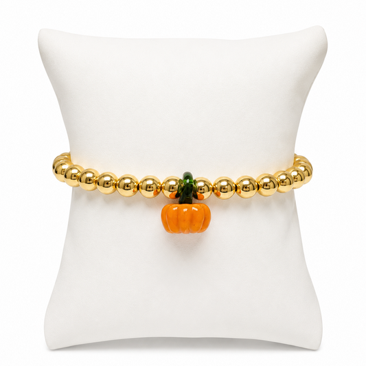 Pumpkin Charm Beaded Bracelet