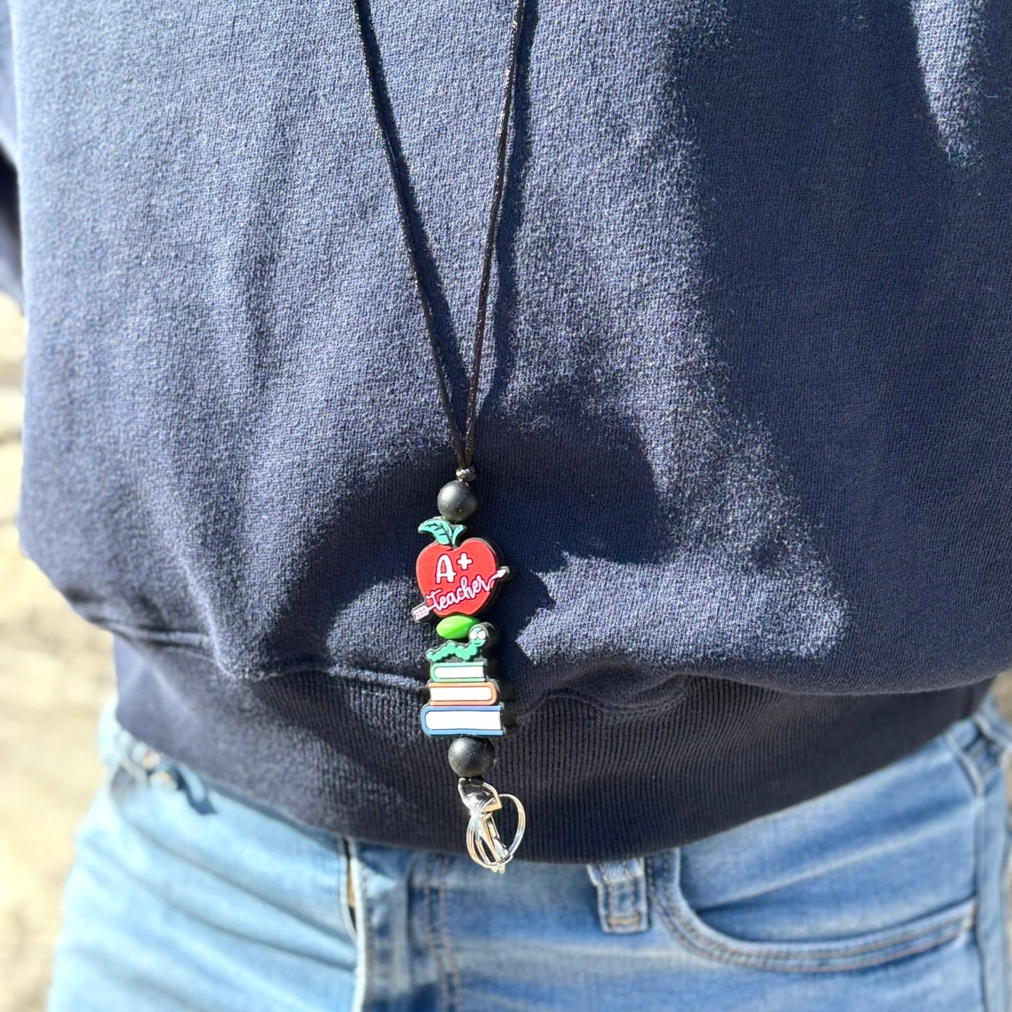 A+ Teacher Silicone Beaded Lanyard