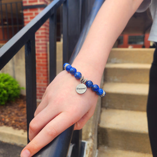 Blessed Positive Message Charm Beaded Bracelet