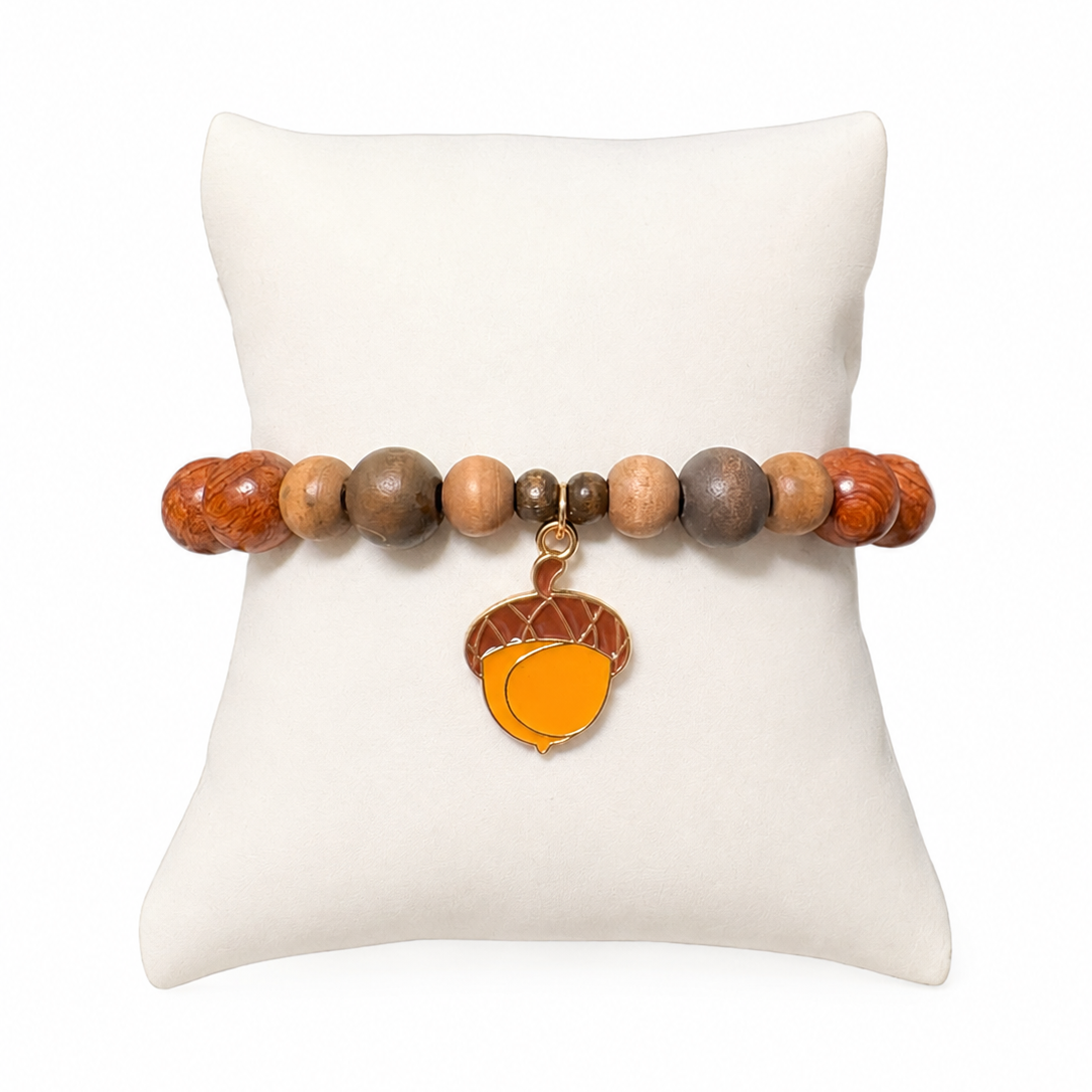 Acorn Fall Wood Beaded Bracelet