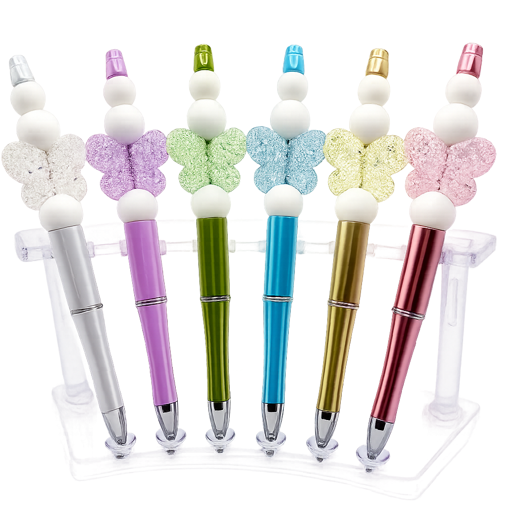 Pastel Butterfly Beaded Pen