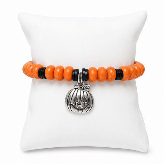 Pumpkin Beaded Charm Bracelet