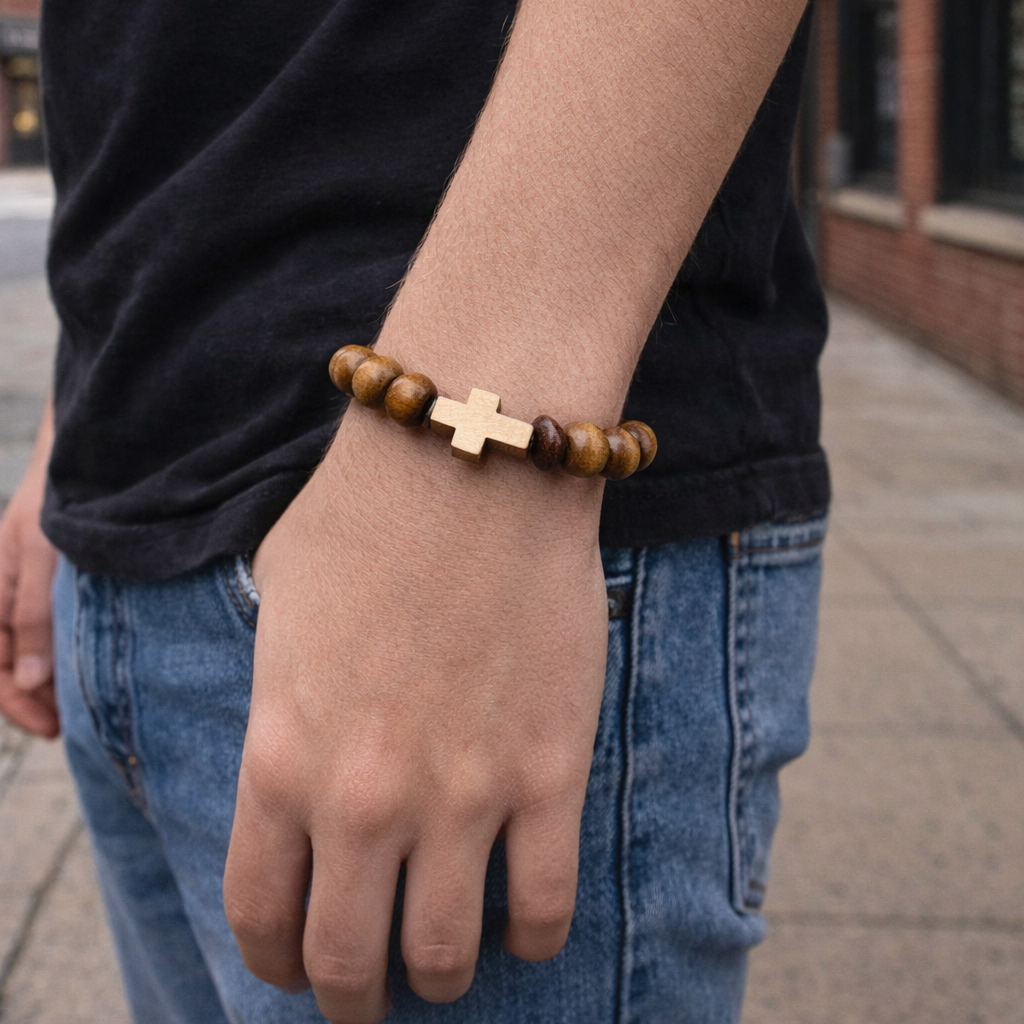Timber Faith Cross Beaded Bracelet