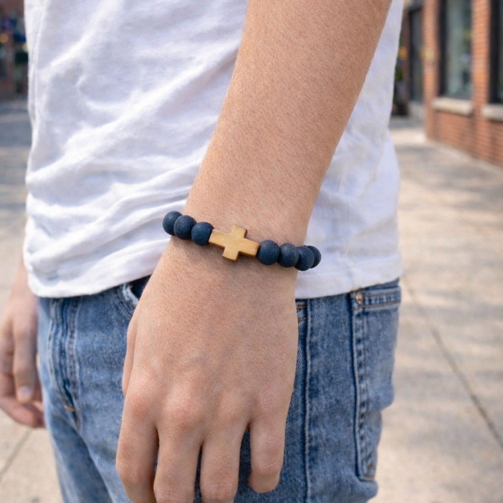 Navy Cross Beaded Bracelet