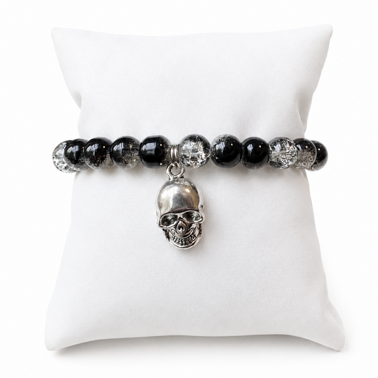 Skull Beaded Charm Bracelet