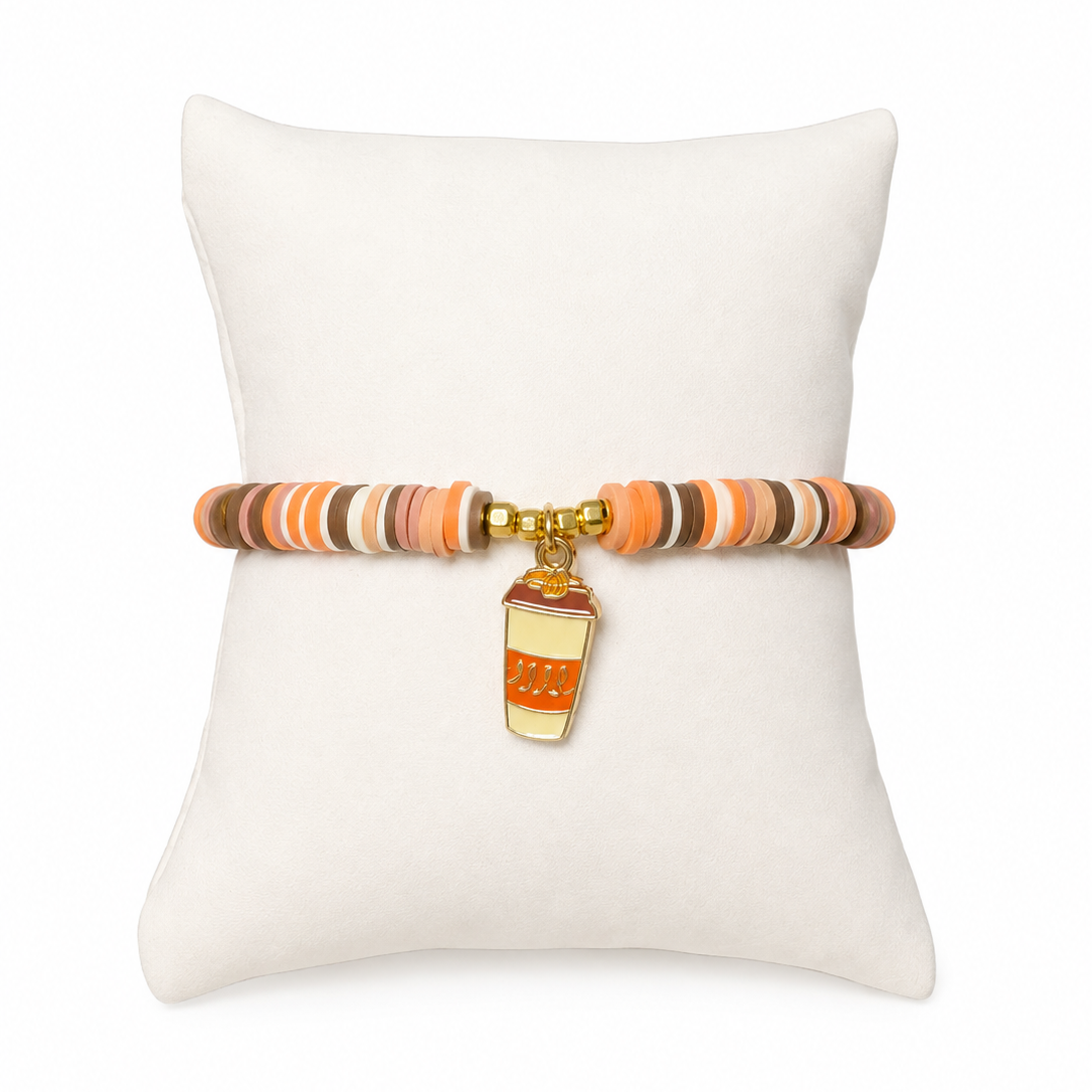Pumpkin Spice Beaded Charm Bracelet