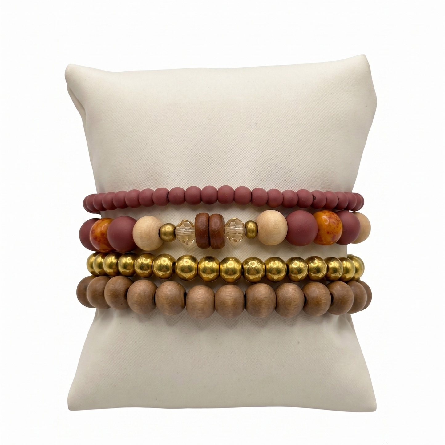 Cinnamon Spice Beaded Bracelet Stack