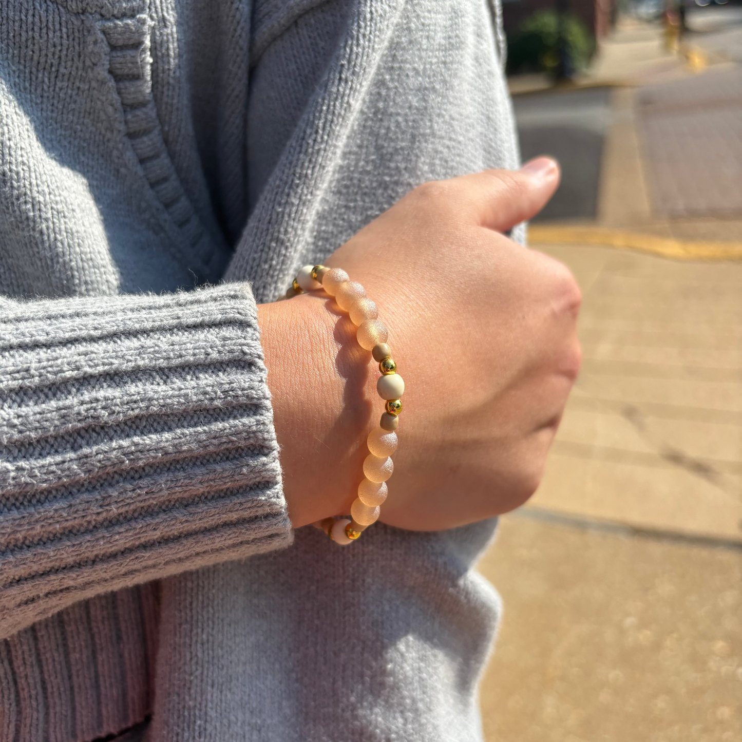 Toasted Marshmallow Beaded Bracelet