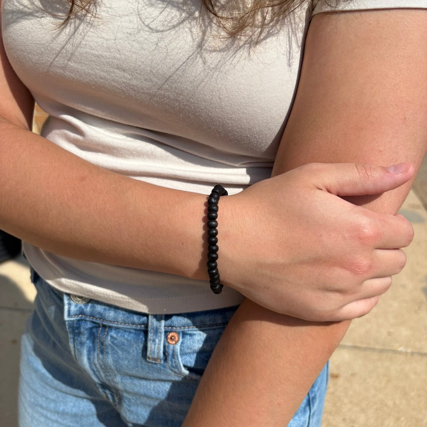 Stained Wood Beaded Bracelet