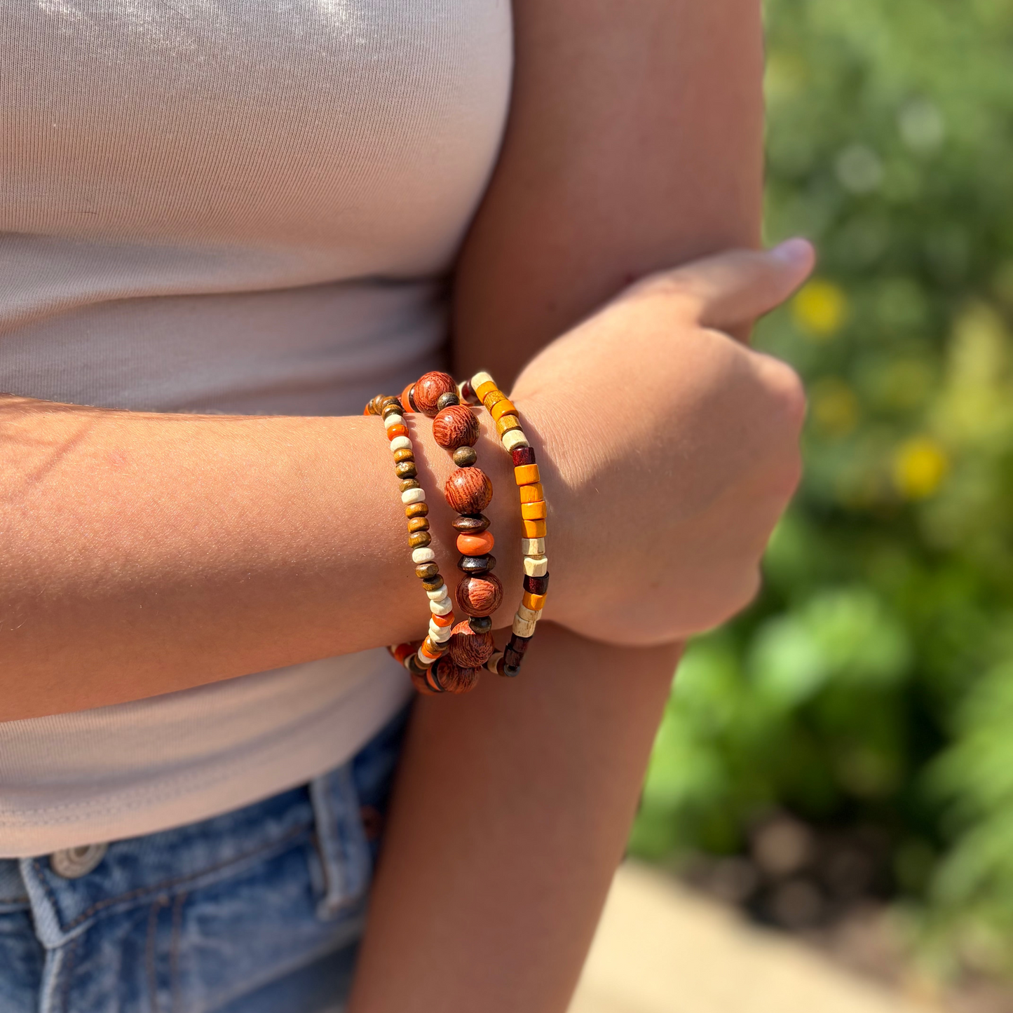 Amber Forrest Beaded Bracelet Stack