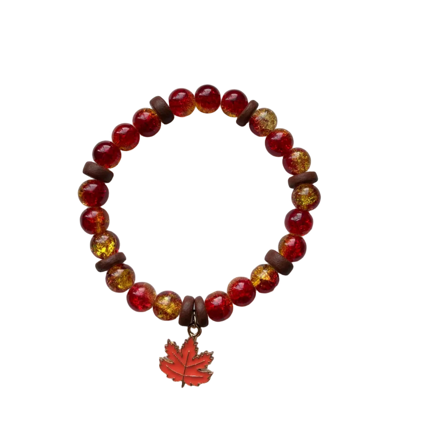 Fall Harvest Leave Charm Beaded Bracelet
