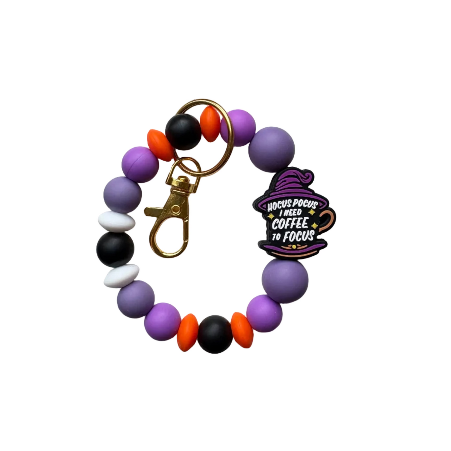 Hocus Pocus I Need Coffee to Focus Beaded Wristlet