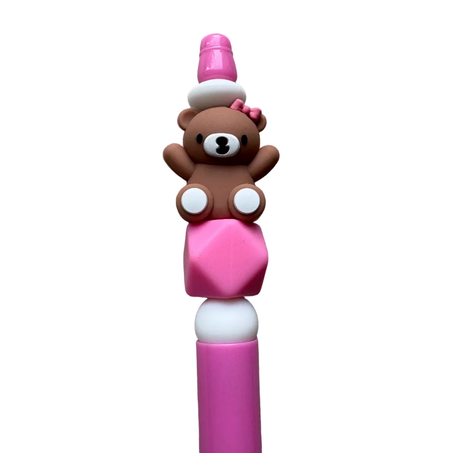 Pink Teddy Bear Beaded Pen