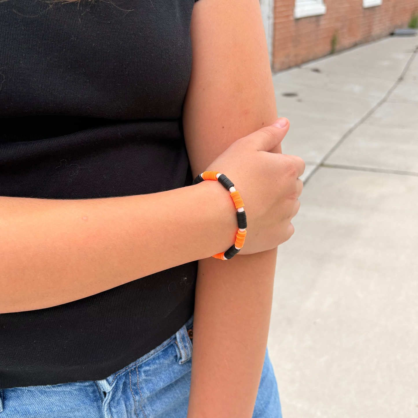 Black and Orange Beaded Bracelet