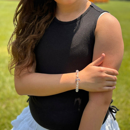 Thin White Line Beaded Bracelet