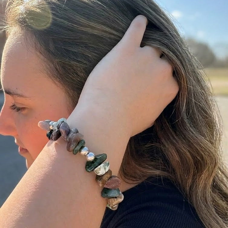 Agate Chip Beaded Bracelet