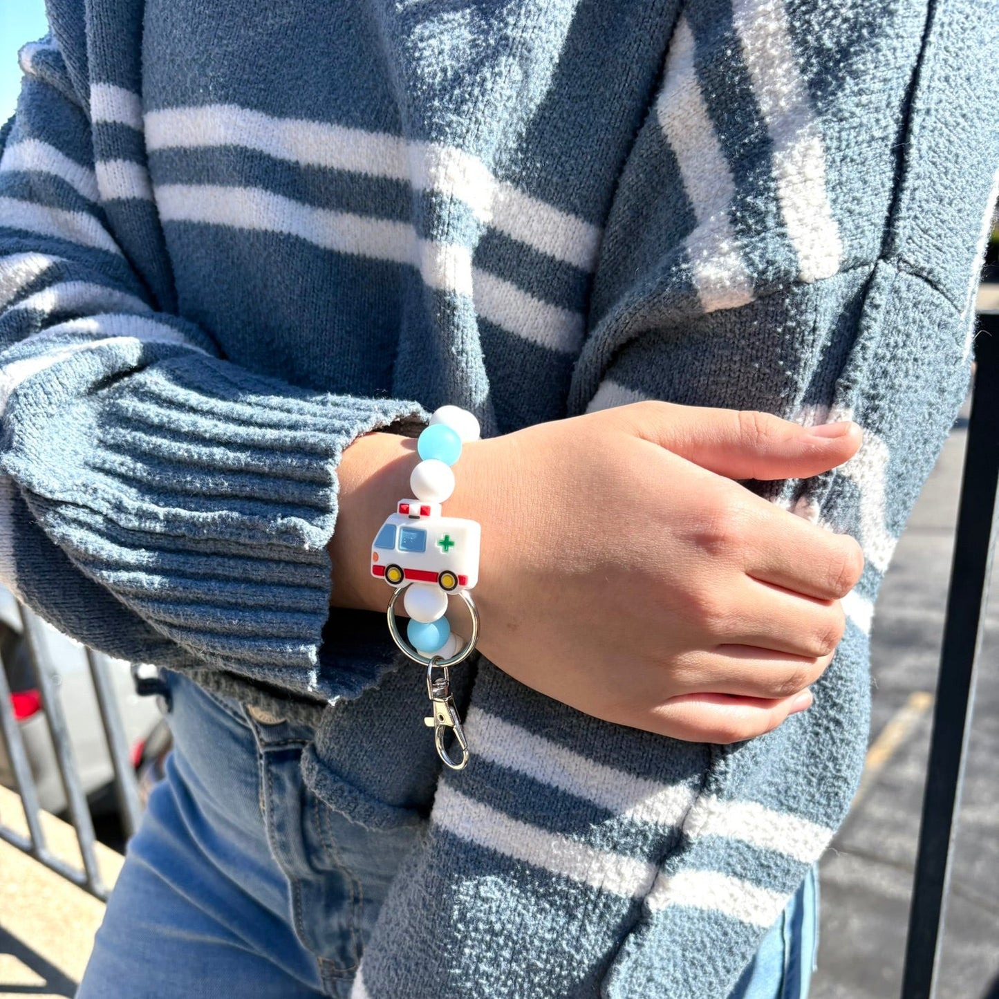 Ambulance Silicone Beaded Wristlet