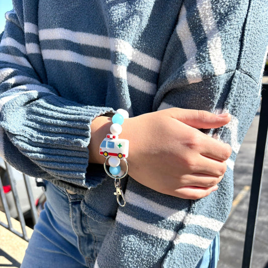 Ambulance Silicone Beaded Wristlet