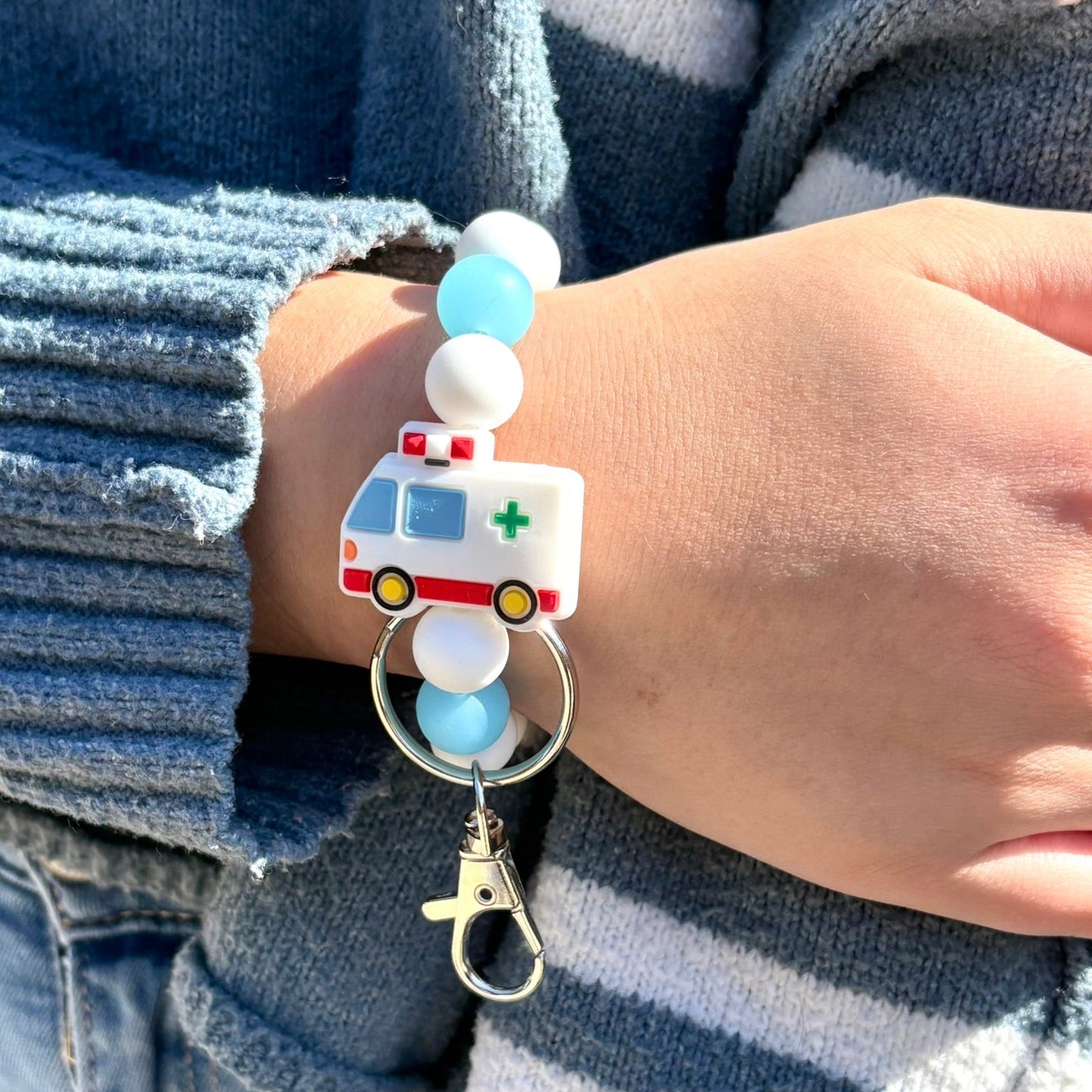 Ambulance Silicone Beaded Wristlet