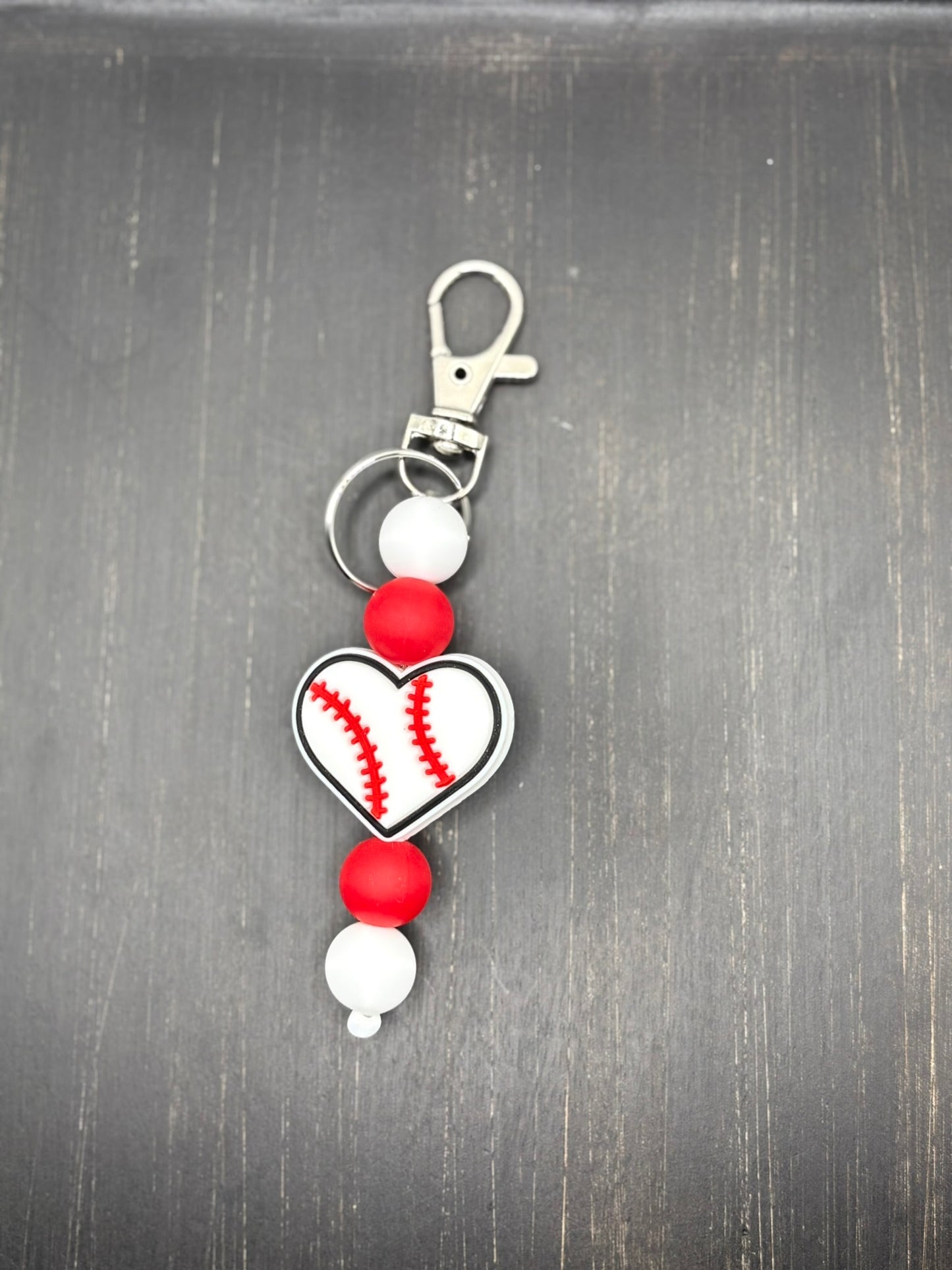 Heart Sports Beaded Keychain