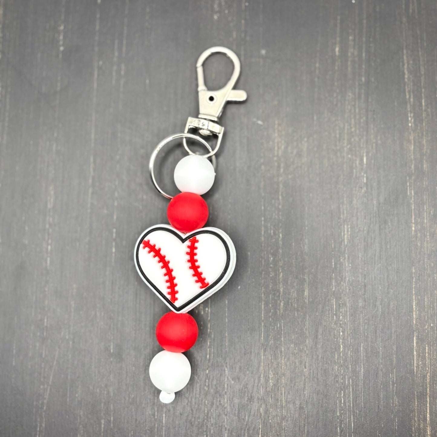 Heart Sports Beaded Keychain